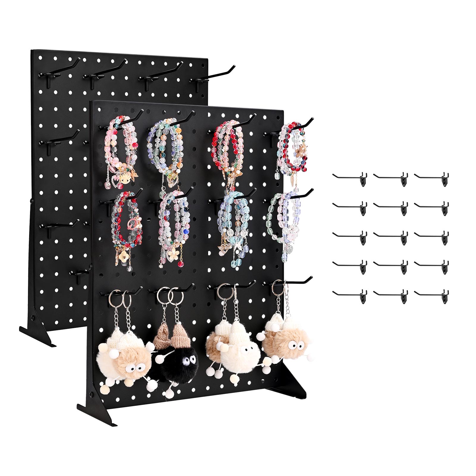 Pegboard Display Stand With 15 Hooks Pegboard Panels Display Black (1 PCS)_voghion.com